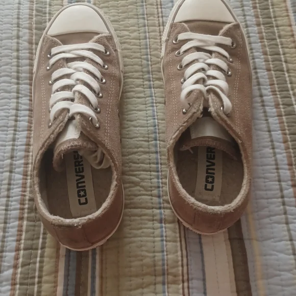 Converse Tan Suede Sneakers with Cream Accents - Picture 4 of 5